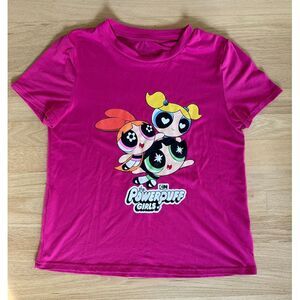 The Powerpuff Girls Hot Pink Short Sleeve Shirt Graphic Tee size Medium